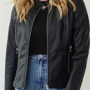 Reitmans Black Faux Leather Moto Jacket